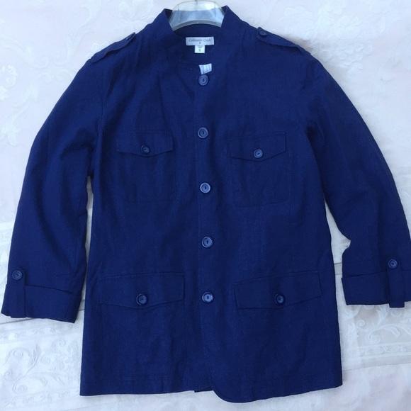 Coldwater Creek Navy Linen-Blend Blazer.18263 - Picture 2 of 3